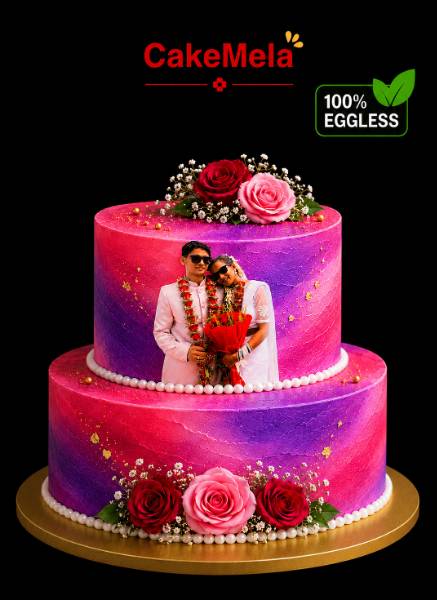 Elegant Anniversary Photo Cake